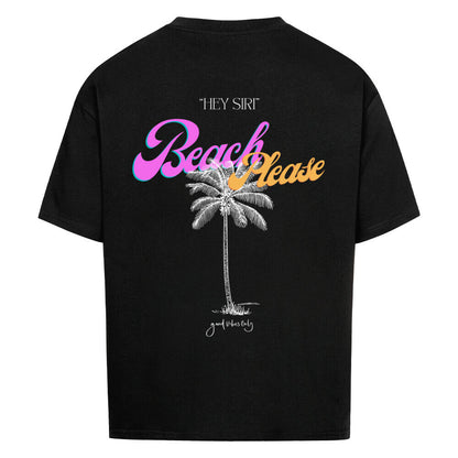 Beach Please Design - Oversized T-Shirt - Unisex - Reiseherz - Farbe: schwarz