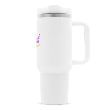 Beach Please Design - Edelstahl Thermosbecher 1,2 Liter - Reiseherz - Farbe: weiß