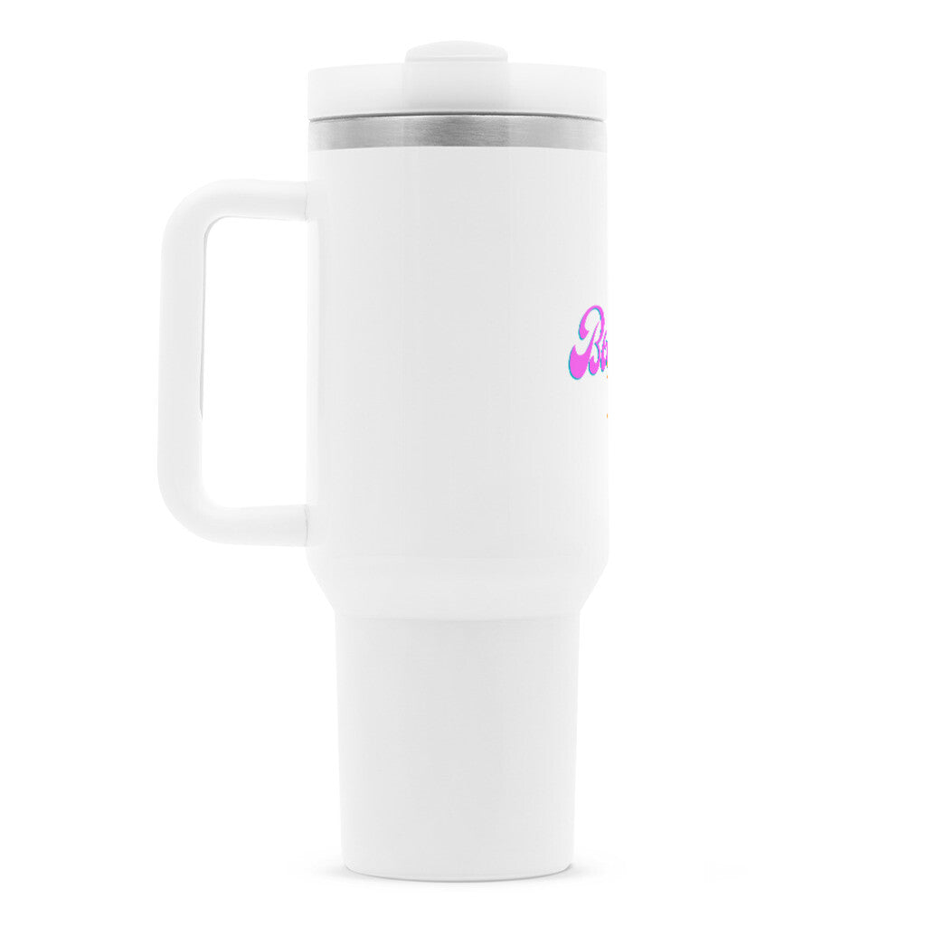 Beach Please Design - Edelstahl Thermosbecher 1,2 Liter - Reiseherz - Farbe: weiß