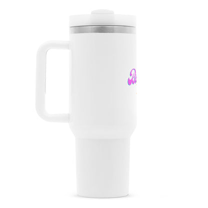 Beach Please Design - Edelstahl Thermosbecher 1,2 Liter - Reiseherz - Farbe: weiß