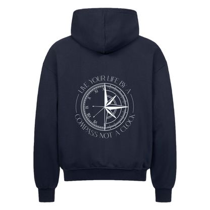Live your life by a compass not a clock Design - Oversized Zipper - Unisex - Reiseherz - Farbe: marine blau
