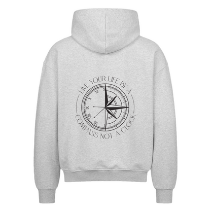 Live your life by a compass not a clock Design - Oversized Zipper - Unisex - Reiseherz - Farbe: grau