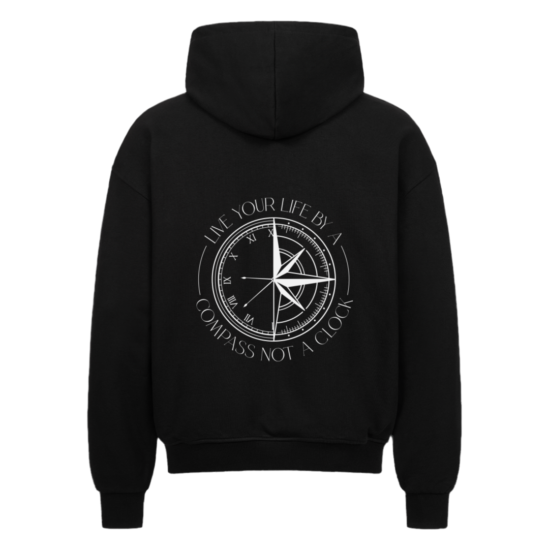 Live your life by a compass not a clock Design - Oversized Zipper - Unisex - Reiseherz - Farbe: schwarz