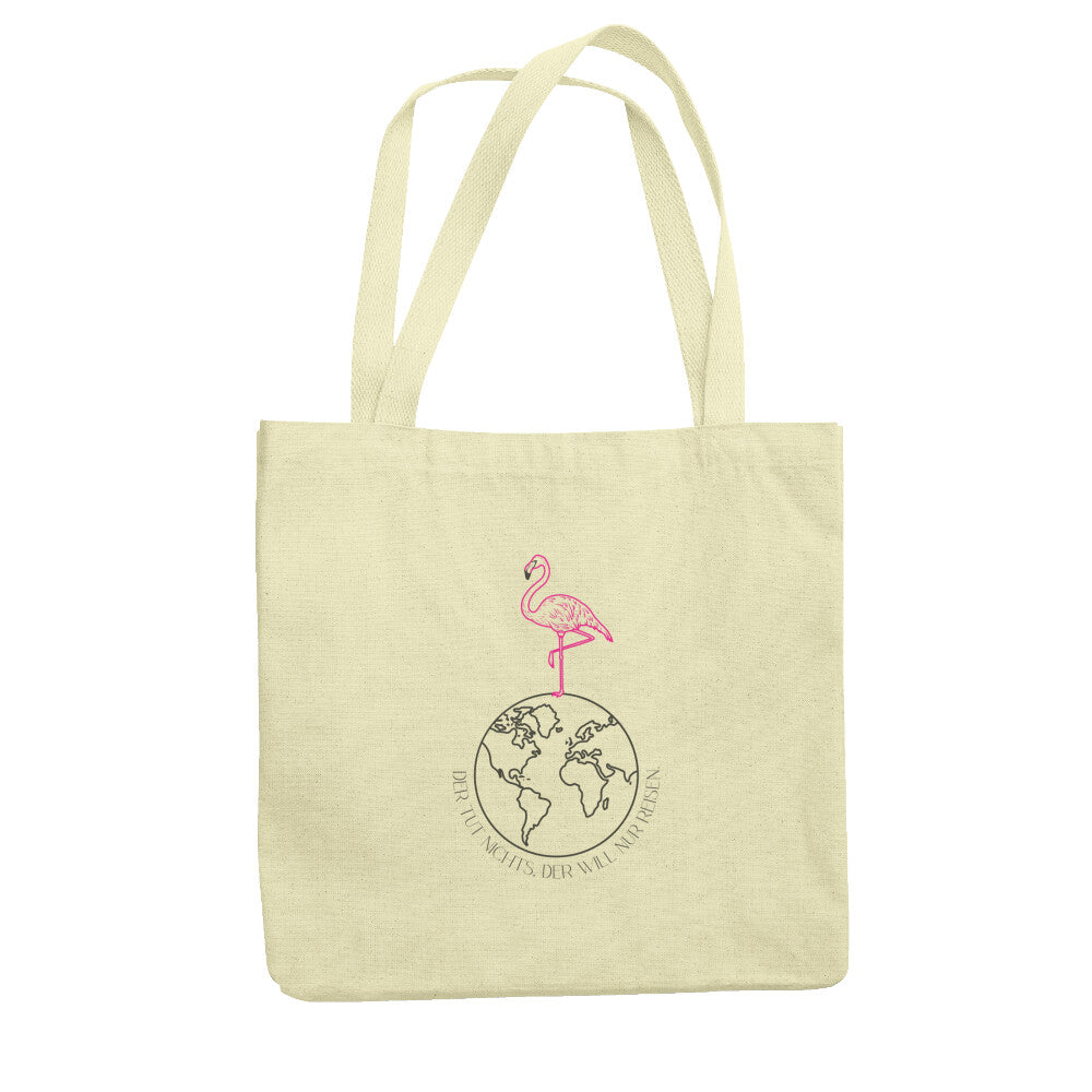 beiger Jutebeutel mit Flamingodesign