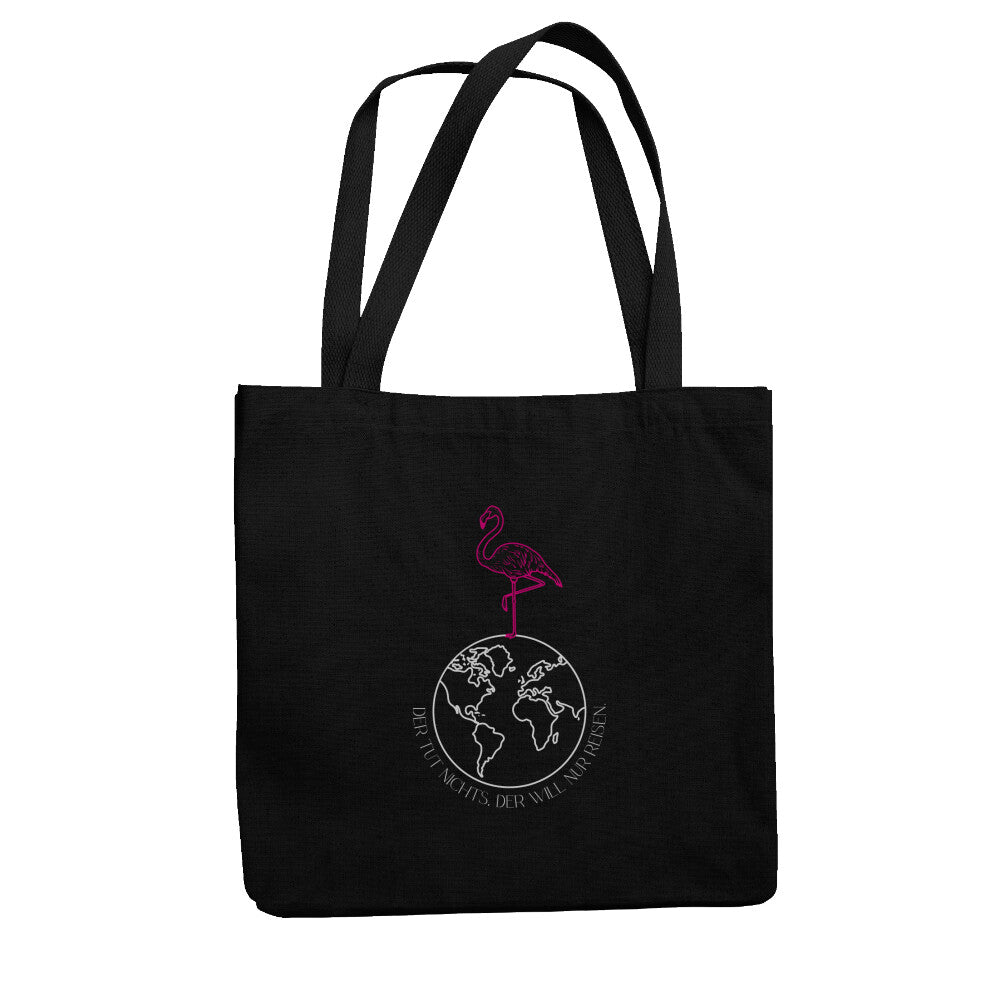 schwarzer Jutebeutel mit Flamingodesign