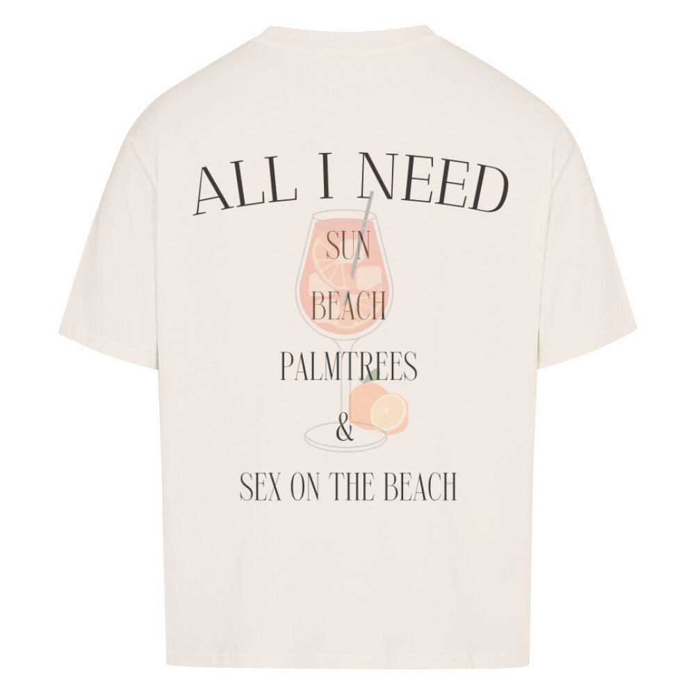 ALL I NEED Design - Oversized T-Shirt Unisex - Reiseherz - Farbe: beige