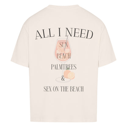 ALL I NEED Design - Oversized T-Shirt Unisex - Reiseherz - Farbe: beige