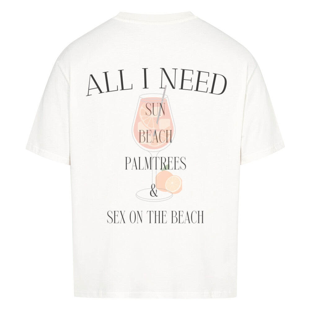 ALL I NEED Design - Oversized T-Shirt Unisex - Reiseherz - Farbe: weiß