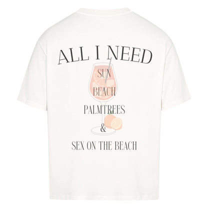 ALL I NEED Design - Oversized T-Shirt Unisex - Reiseherz - Farbe: weiß