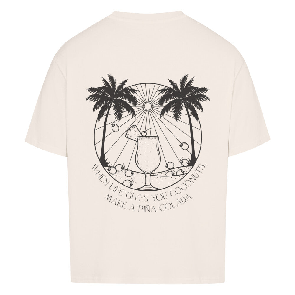 Kokosnuss Palmen Design - Oversized T-Shirt Unisex - Reiseherz - Farbe: beige