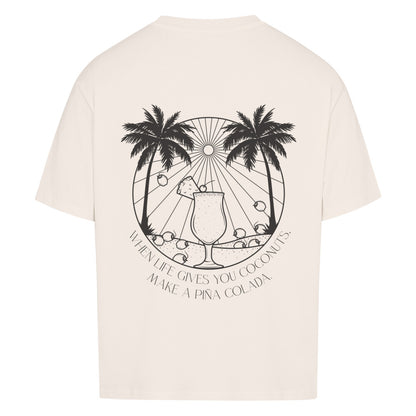 Kokosnuss Palmen Design - Oversized T-Shirt Unisex - Reiseherz - Farbe: beige