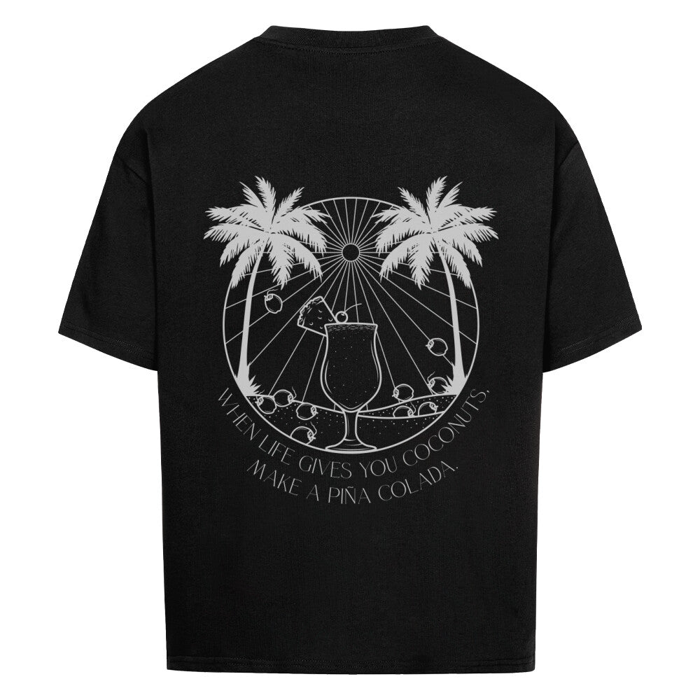 Kokosnuss Palmen Design - Oversized T-Shirt Unisex - Reiseherz - Farbe: schwarz