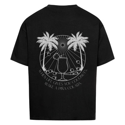 Kokosnuss Palmen Design - Oversized T-Shirt Unisex - Reiseherz - Farbe: schwarz