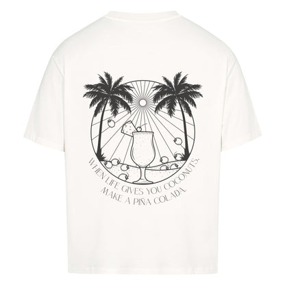 Kokosnuss Palmen Design - Oversized T-Shirt Unisex - Reiseherz - Farbe: weiß